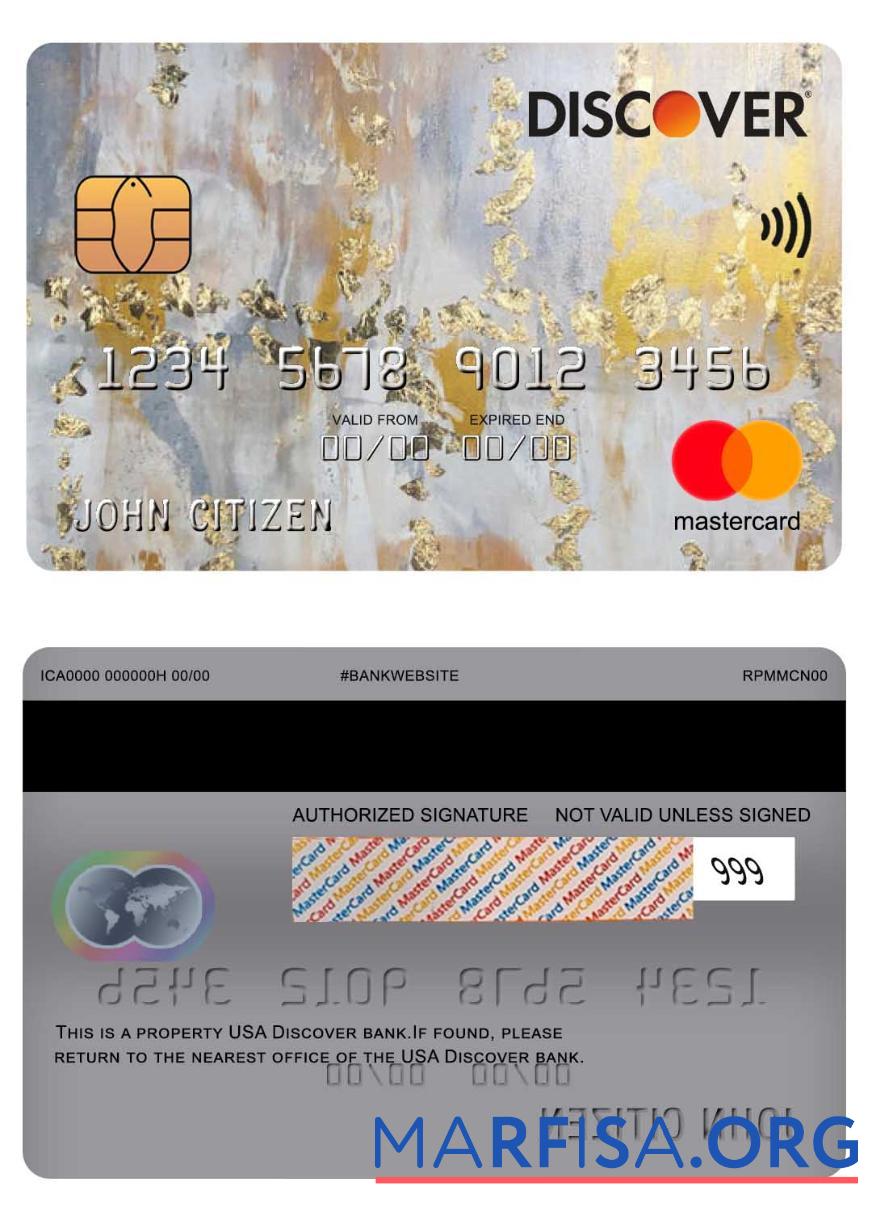 Downloadable USA Discover bank mastercard sample